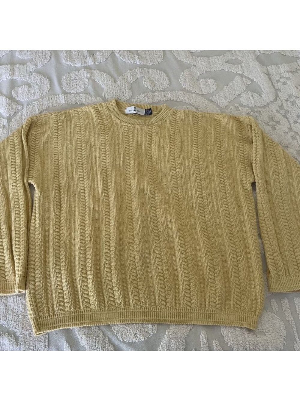 VTG 90s Bill Blass Hand Framed Sweater Mens XL Chunky Knit Cotton USA Made